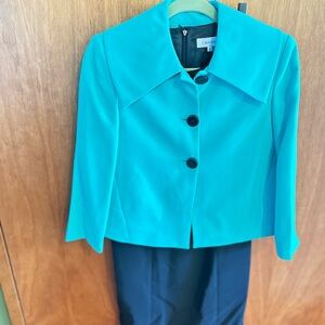 Calvin Klein Teal Blazer with Black Buttons + black Dress Set